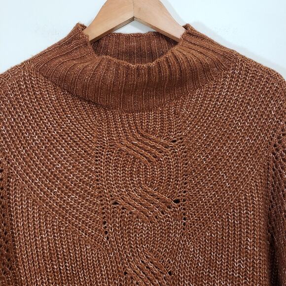 Maurices oversized open knit long sleeve mock turtleneck sweater woman's size L - Picture 8 of 9